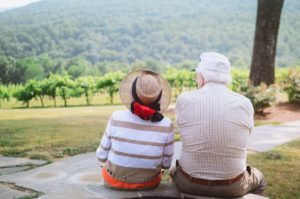 Two Old People Sitting on a Vacation